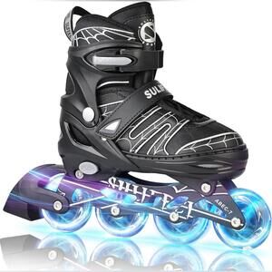 NIB SULIFEEL Adjustable Size Light Up Wheel Inline Skates for Beginners, Medium